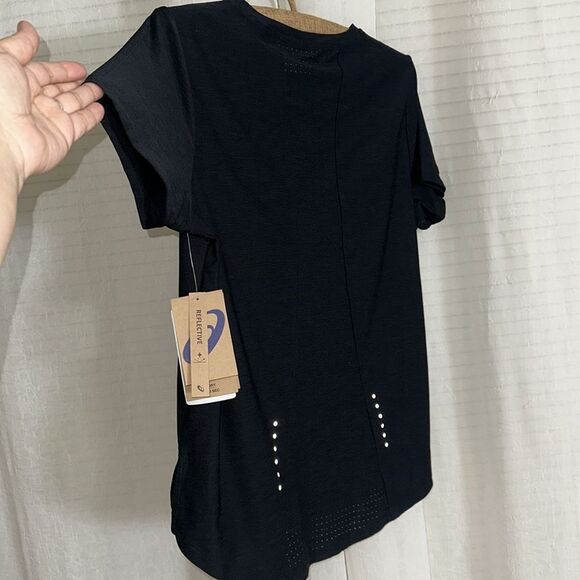 ASICS XS-XL Black Laser Perforated Short Sleeve Run Workout Tee - Picture 8 of 13